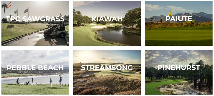 TheGrint Tour destinations: TPC Sawgrass, Kiawah, Paiute, Pebble Beach, Streamsong and Pinehurst