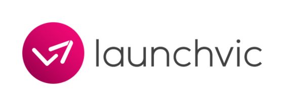 Logo of Launch Vic with arrow in red circle and the word 'launchvic' in lowercase
