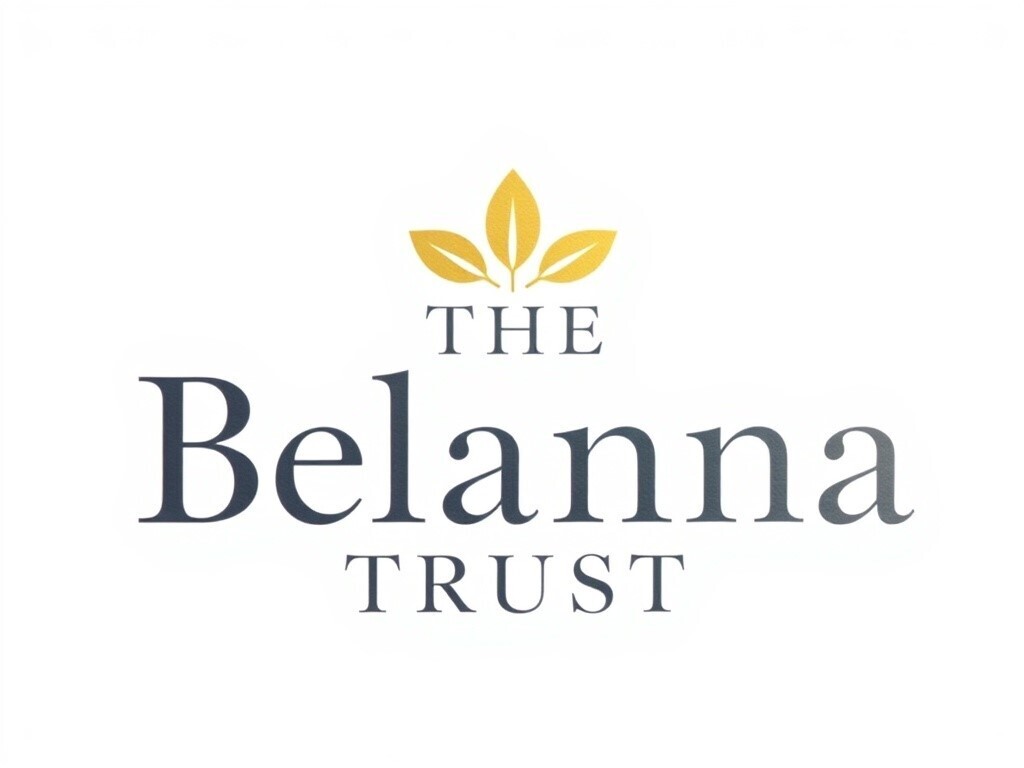 Logo of The Belanna Trust with gold leaf design