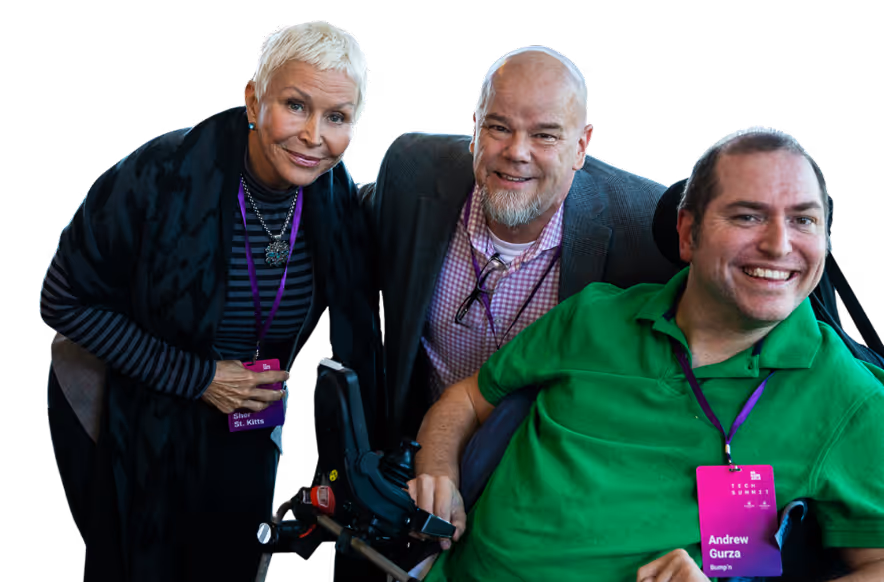 An image of three attendees from Remarkable's Disability Tech Summit 2024.