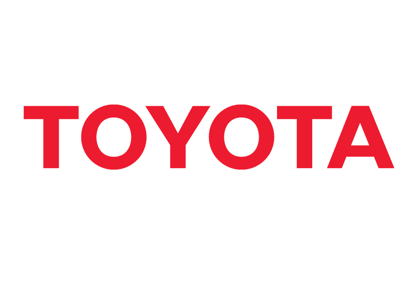 “Toyota logo – red text ‘TOYOTA’ in uppercase.”