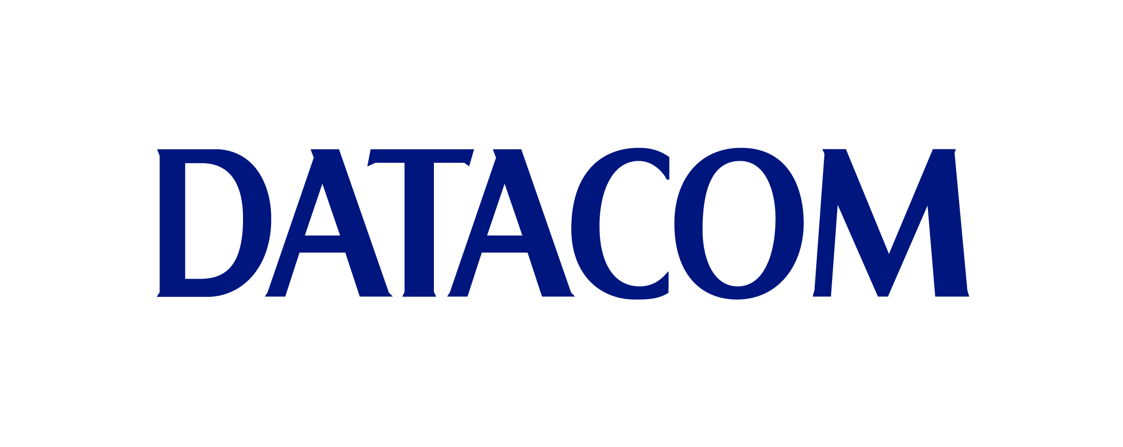 Datacom logo in blue, capitalised letters