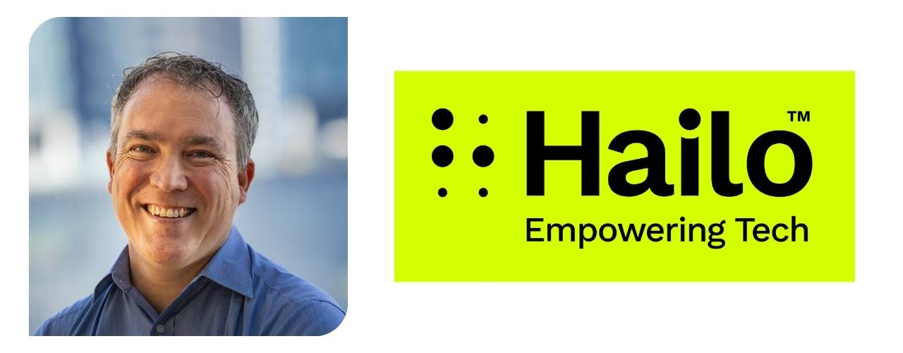 Headshot of Jon Dalton smiling, wearing a blue shirt, with a blurred cityscape background. Next to him is the Hailo logo in black on a bright yellow background with the tagline “Empowering Tech.”