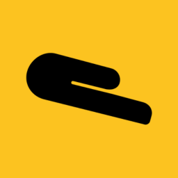 A minimalist black silhouette of a paperclip on a bright yellow background.