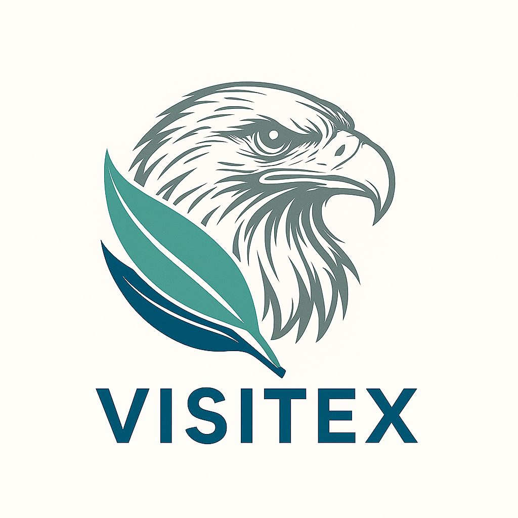 VISITEX Teal and Grey tones blend with a Eagle face in a grey tone