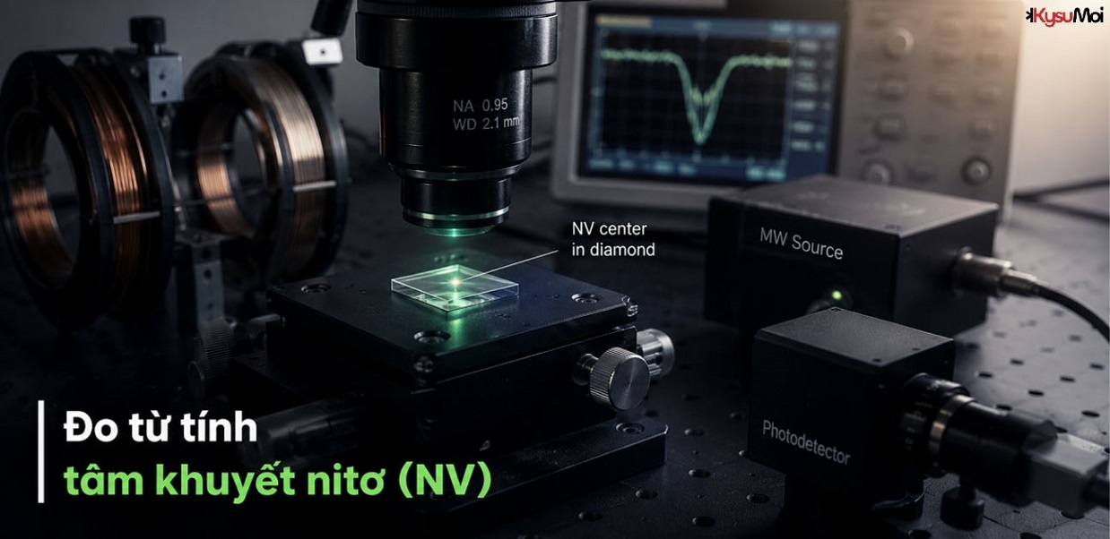 Đo từ tính tâm khuyết nitơ (NV)