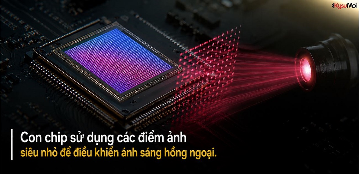 Con chip sử dụng các điểm ảnh siêu nhỏ để điều khiển ánh sáng hồng ngoại.