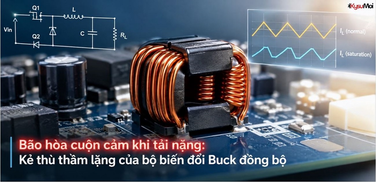 Bão hòa cuộn cảm khi tải nặng: Kẻ thù thầm lặng của bộ biến đổi Buck đồng bộ
