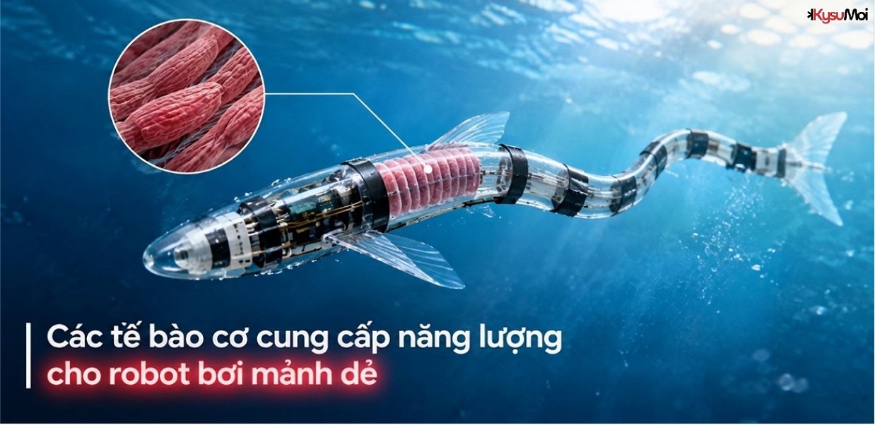 Các tế bào cơ cung cấp năng lượng cho robot bơi mảnh dẻ