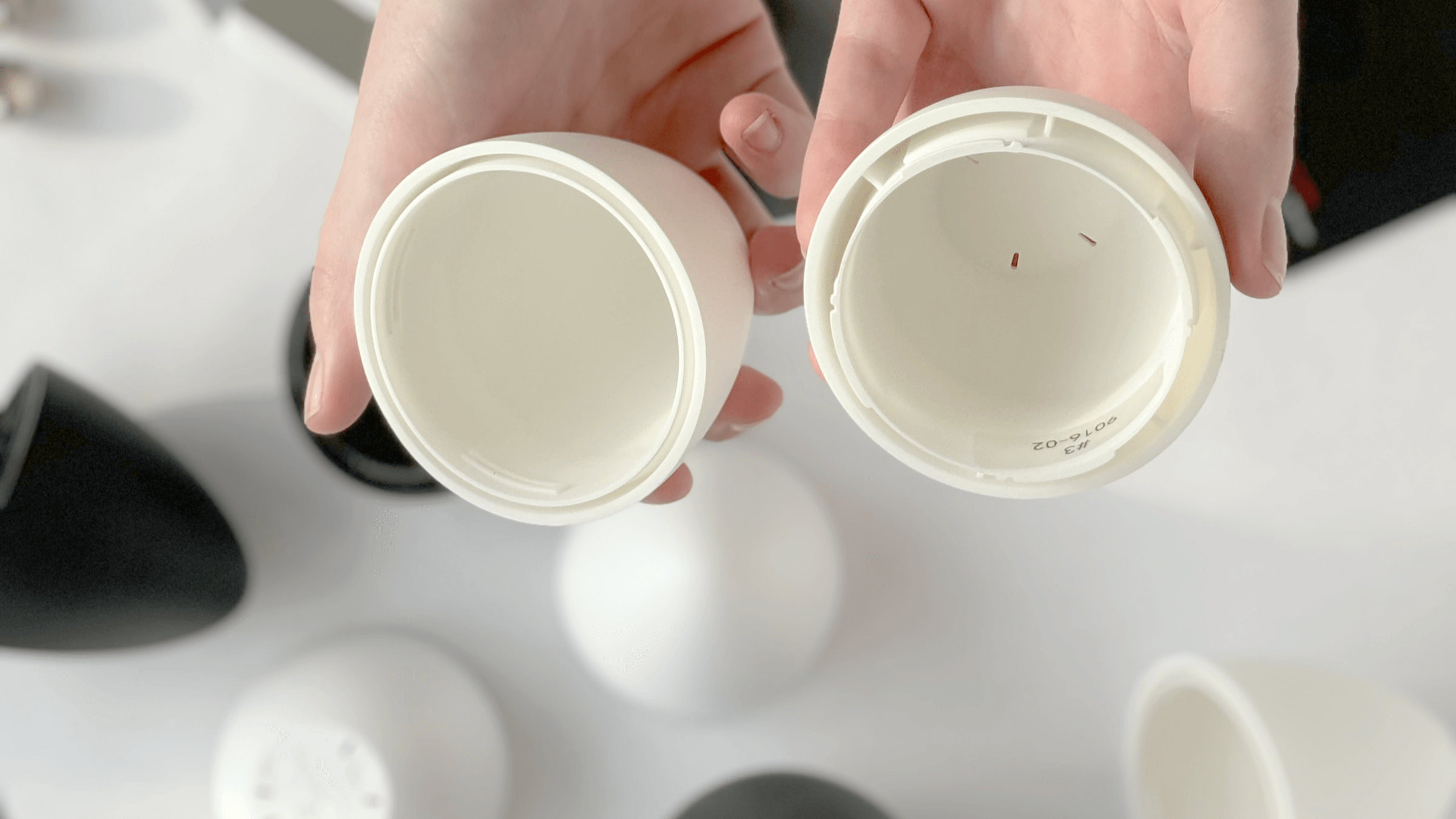 Opened EurekIA prototype showing internal housing and mechanical design developed by Punctuate Design.