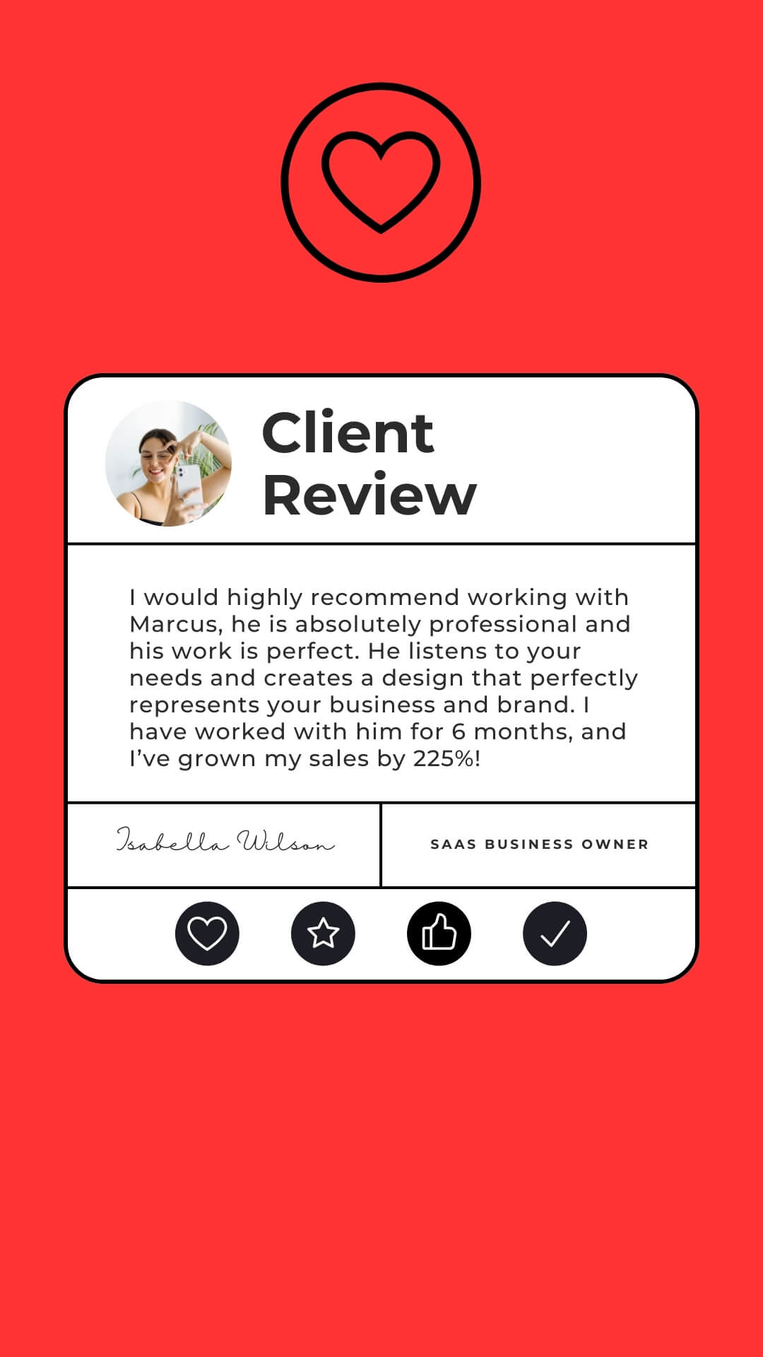 The Widget Kit template design "Client Review" with 9x16 aspect ratio