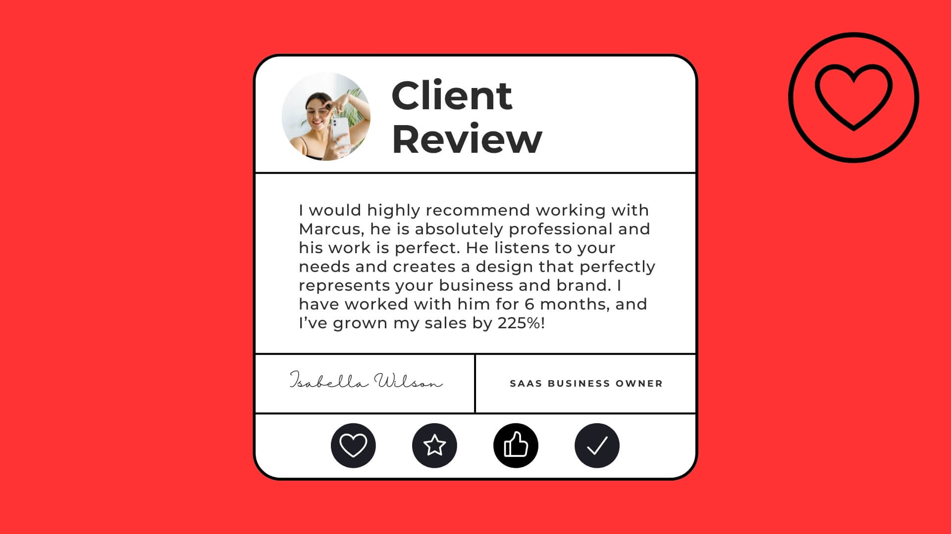 The Widget Kit template design "Client Review" with 16x9 aspect ratio