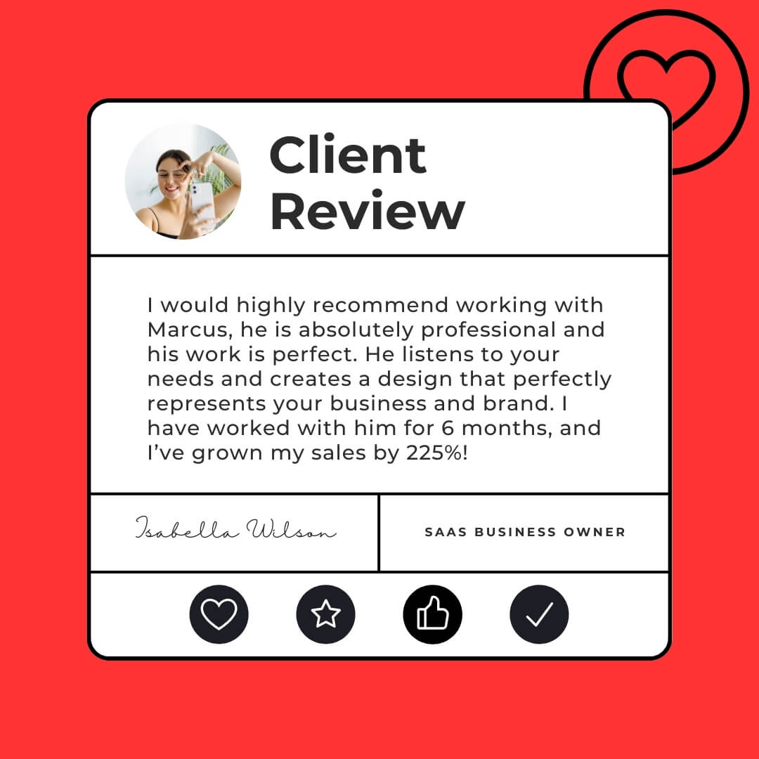 The Widget Kit template design "Client Review" with 1x1 aspect ratio