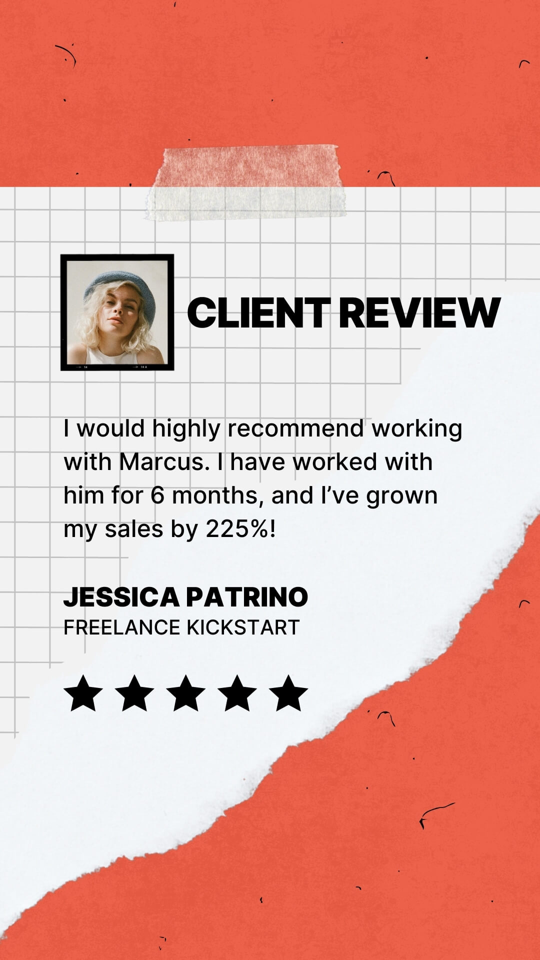 The Polaroid Kit template design "Client Review" with 9x16 aspect ratio
