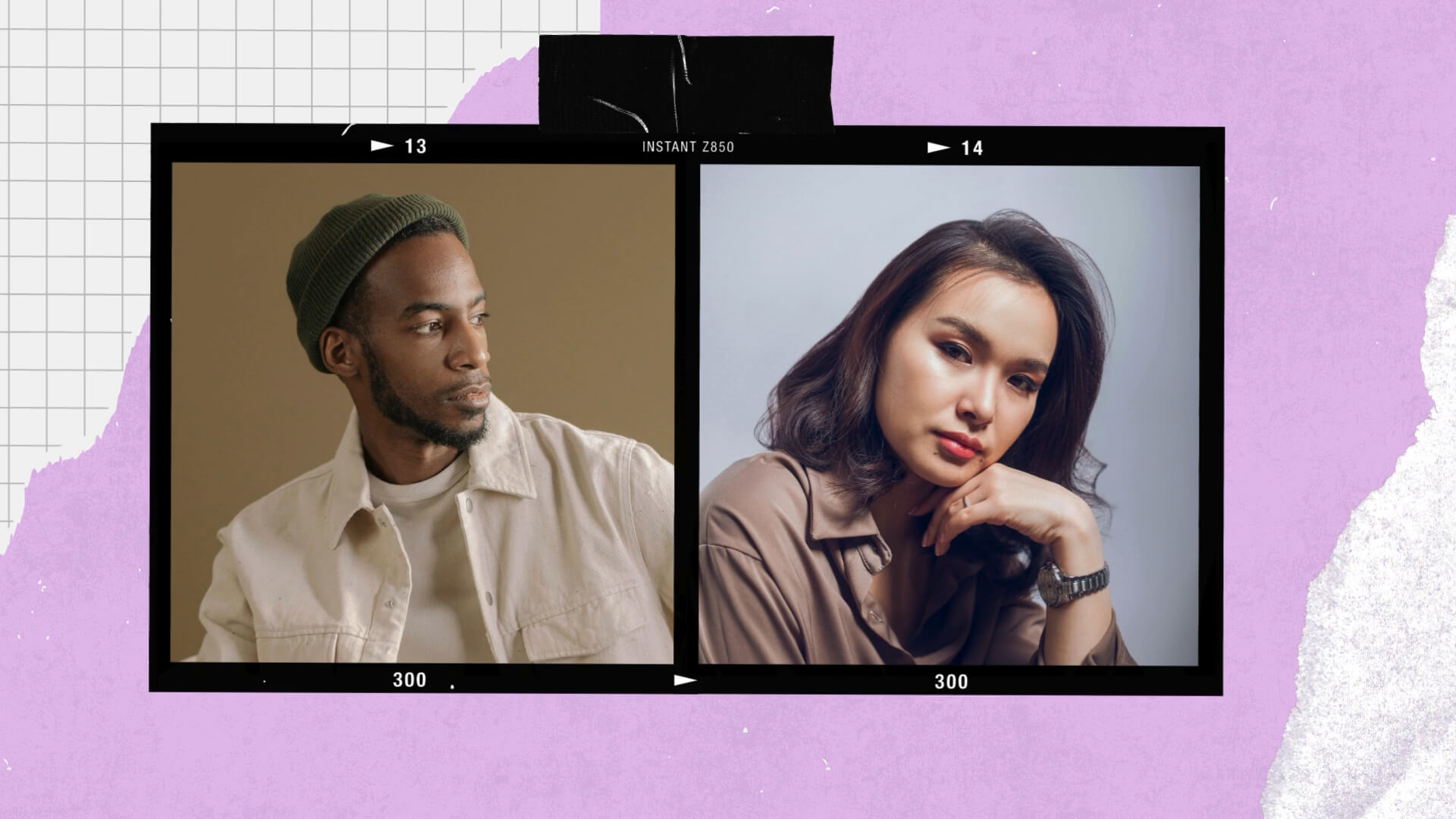 The Polaroid Kit template design "Frame 2Up 01" with 16x9 aspect ratio