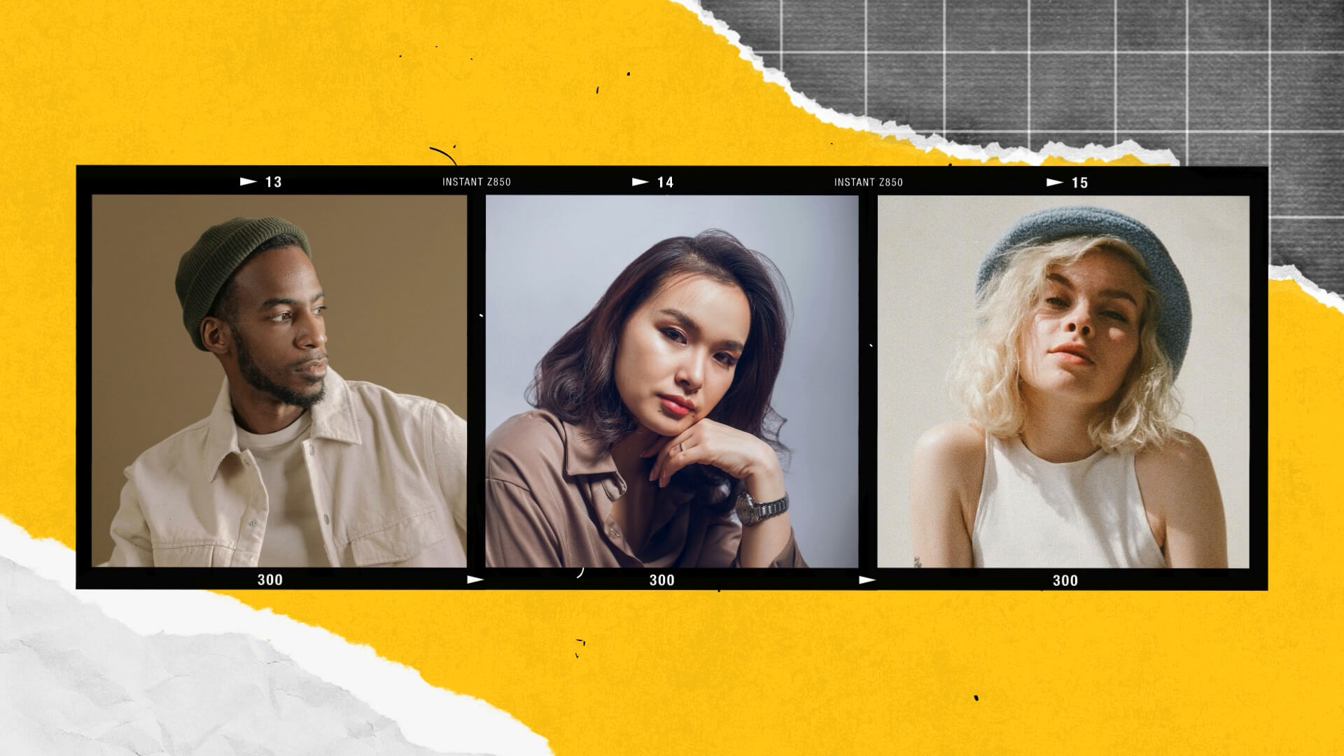 The Polaroid Kit template design "Frame 3Up 01" with 16x9 aspect ratio