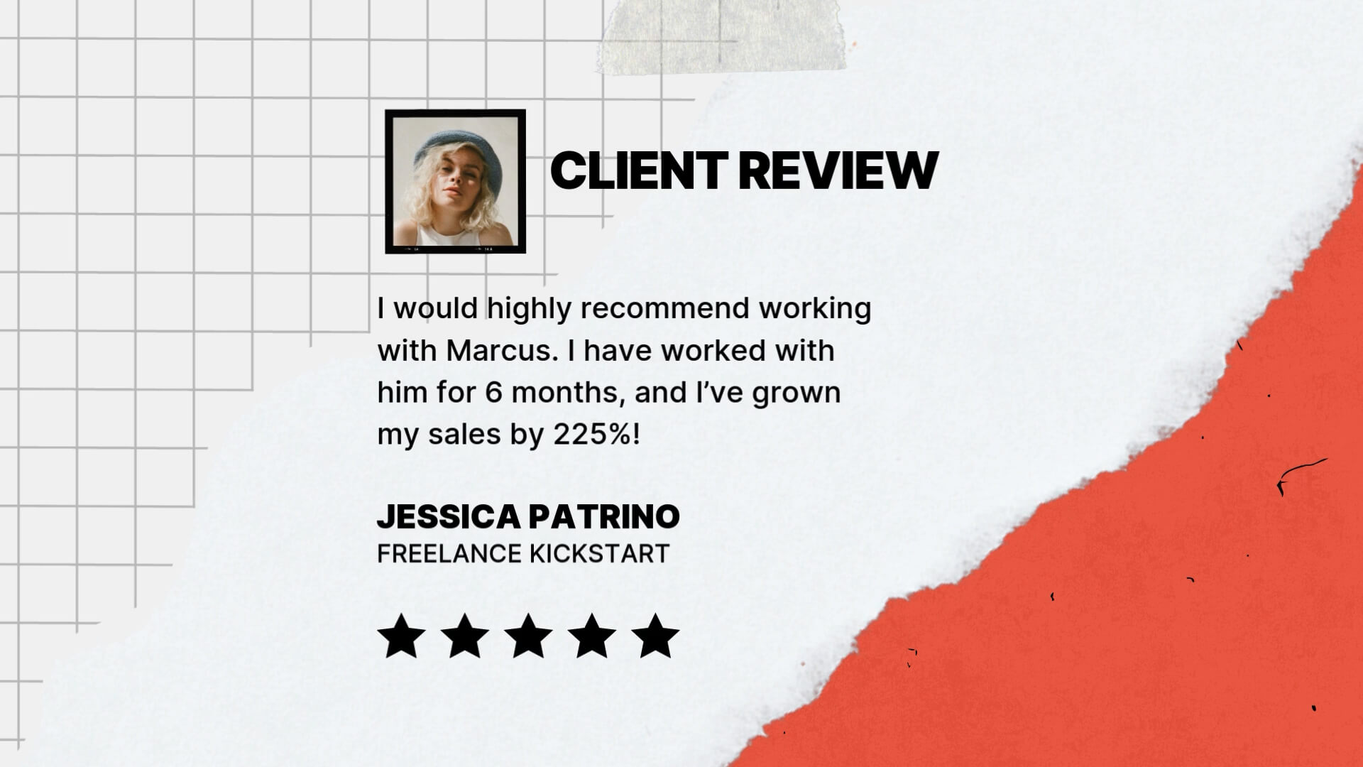 The Polaroid Kit template design "Client Review " with 16x9 aspect ratio