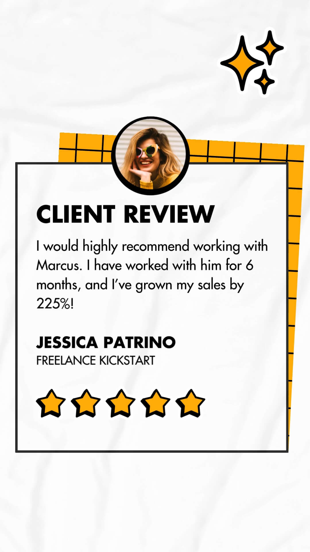 The Sticker Kit template design "Client Review " with 9x16 aspect ratio