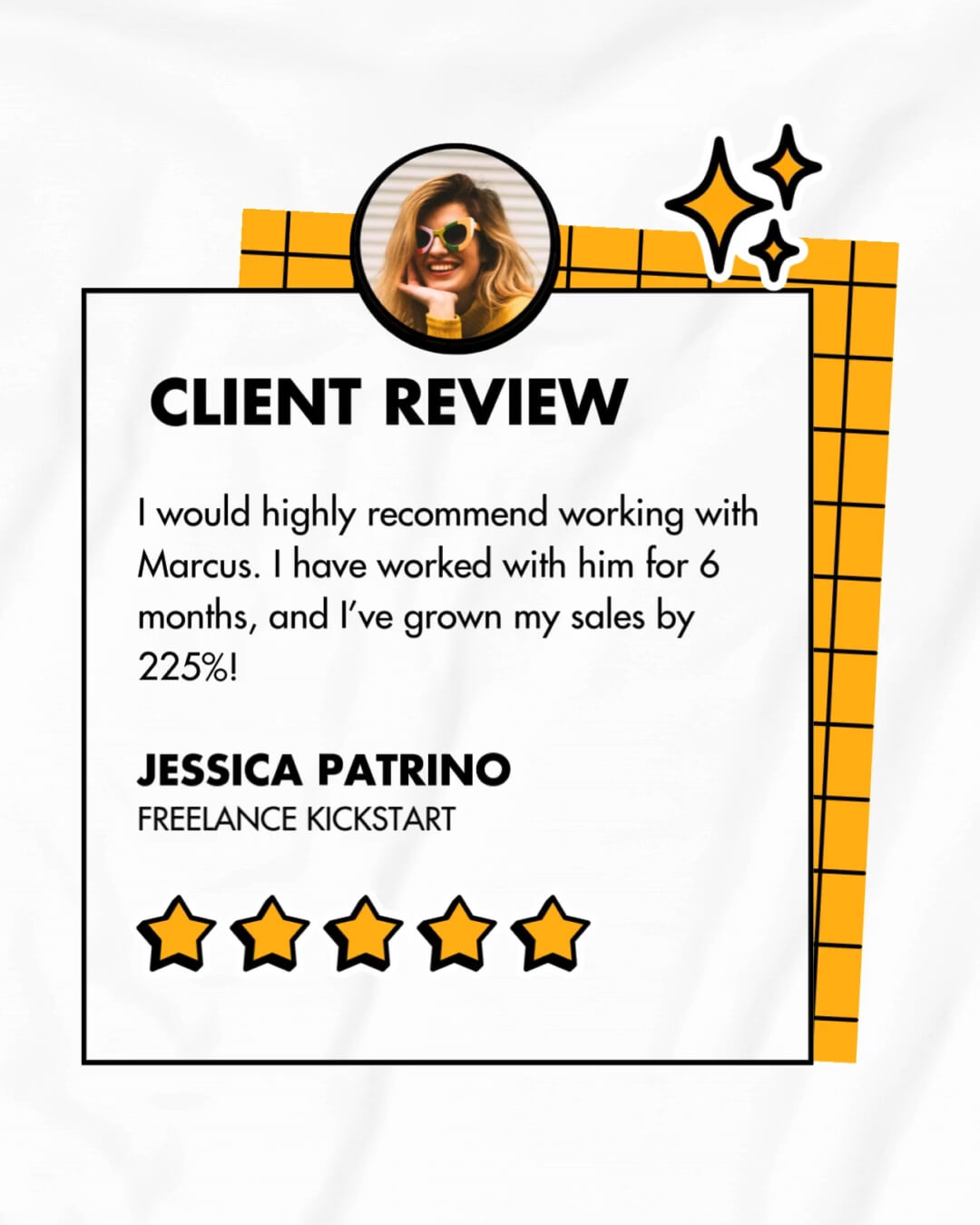 The Sticker Kit template design "Client Review" with 4x5 aspect ratio
