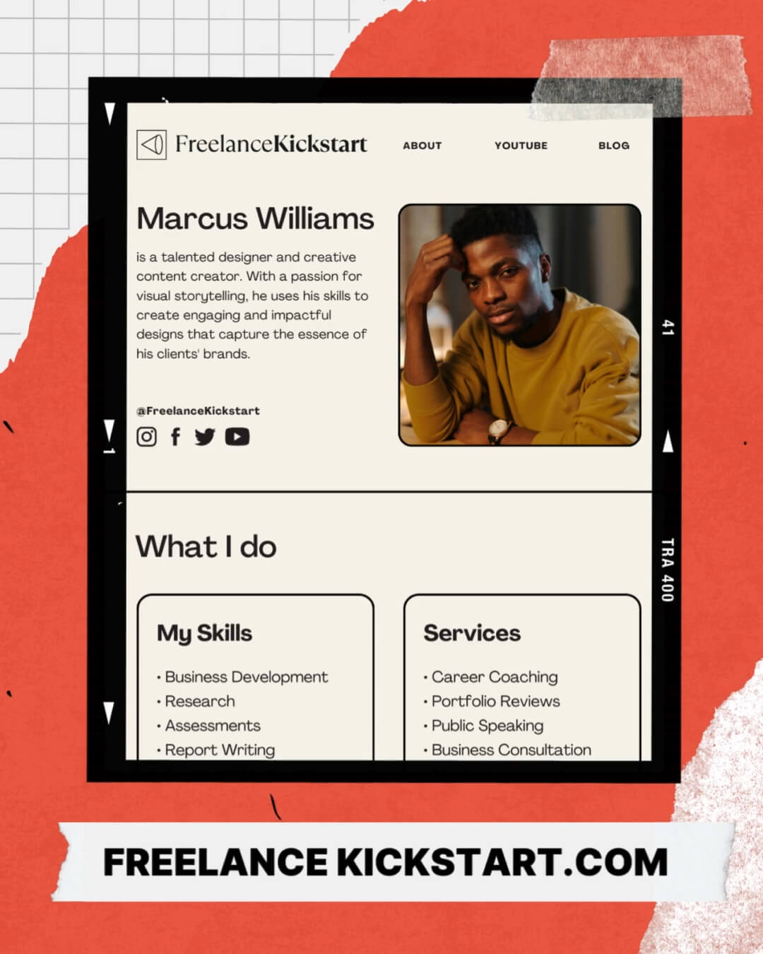 The Polaroid Kit template design "Website" with 4x5 aspect ratio