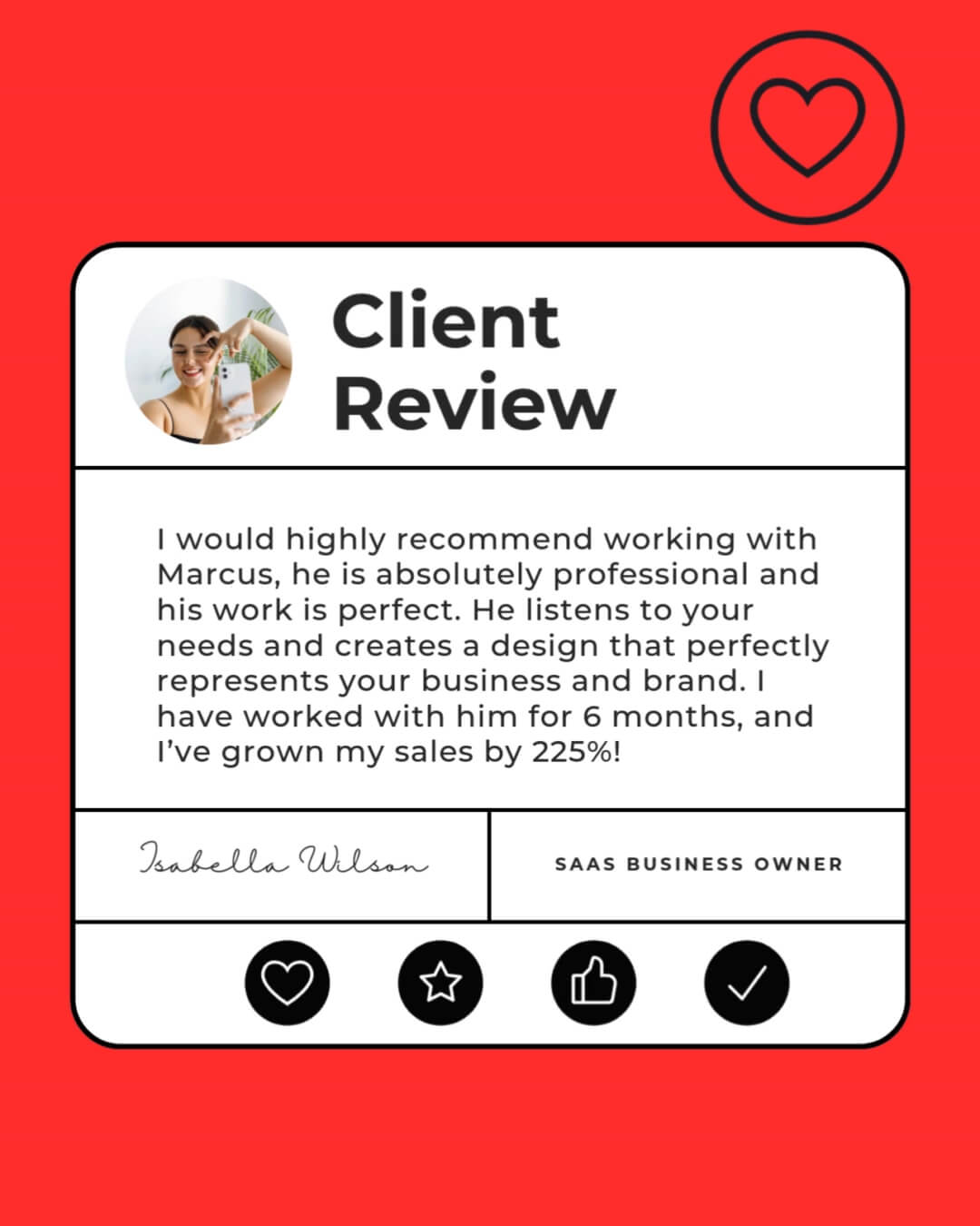 The Widget Kit template design "Client Review" with 4x5 aspect ratio