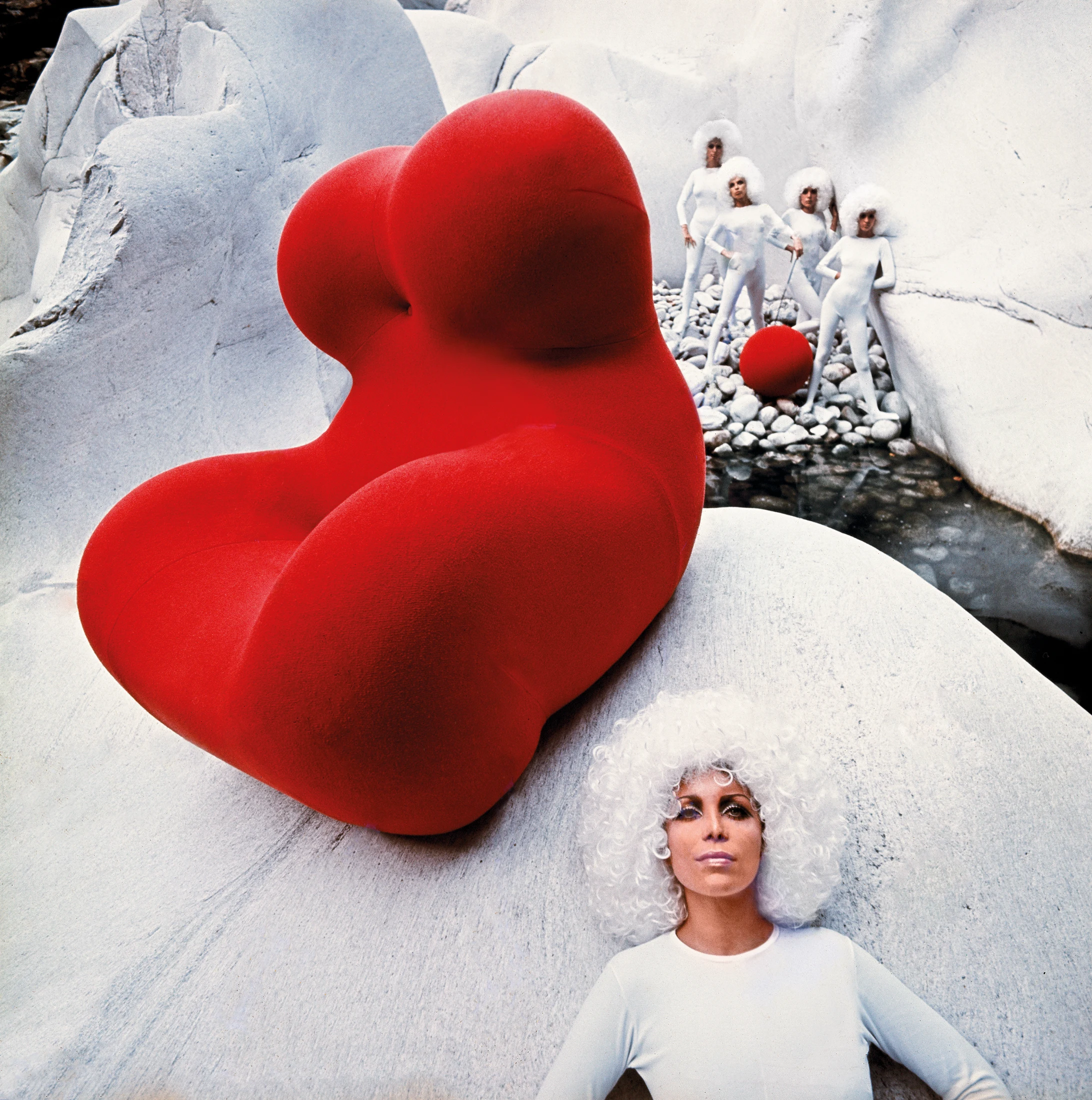 A 1969 advertising campaign from B&B Italia for Pesce's Up 5 & 6 furniture pieces. Image: Klaus Zaugg. Courtesy of B&B Italia.