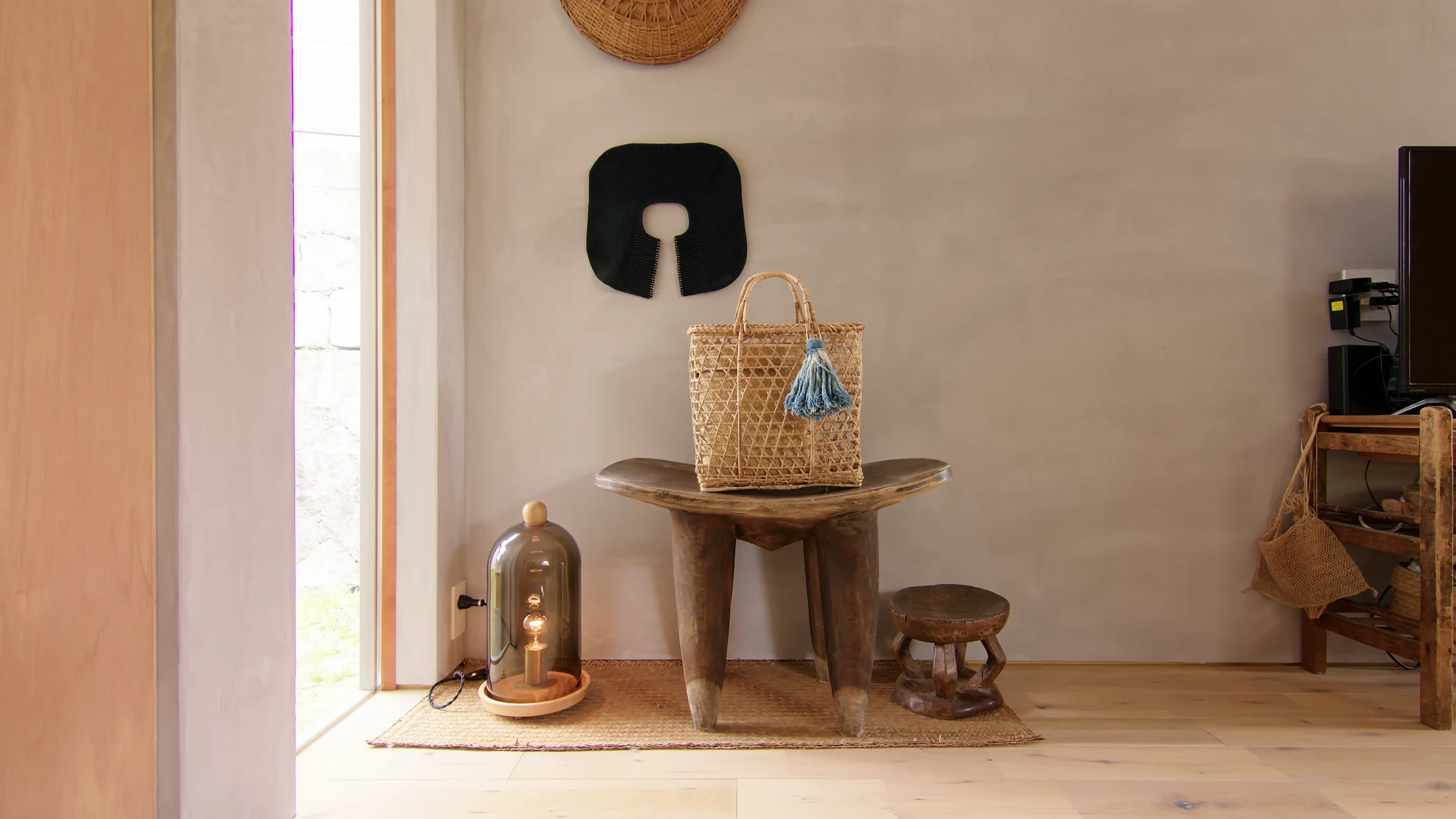 Designed by Yousaku Tsutsumi of Arbol Design, House in Heguri in Nara was a home designed largely around the cherished possessions and furniture collection belonging to this family of five. Raw and hand-carved wood, woven baskets and hand-dyed fabrics adorn the home throughout and act as its chief decorations. Images: Never Too Small.