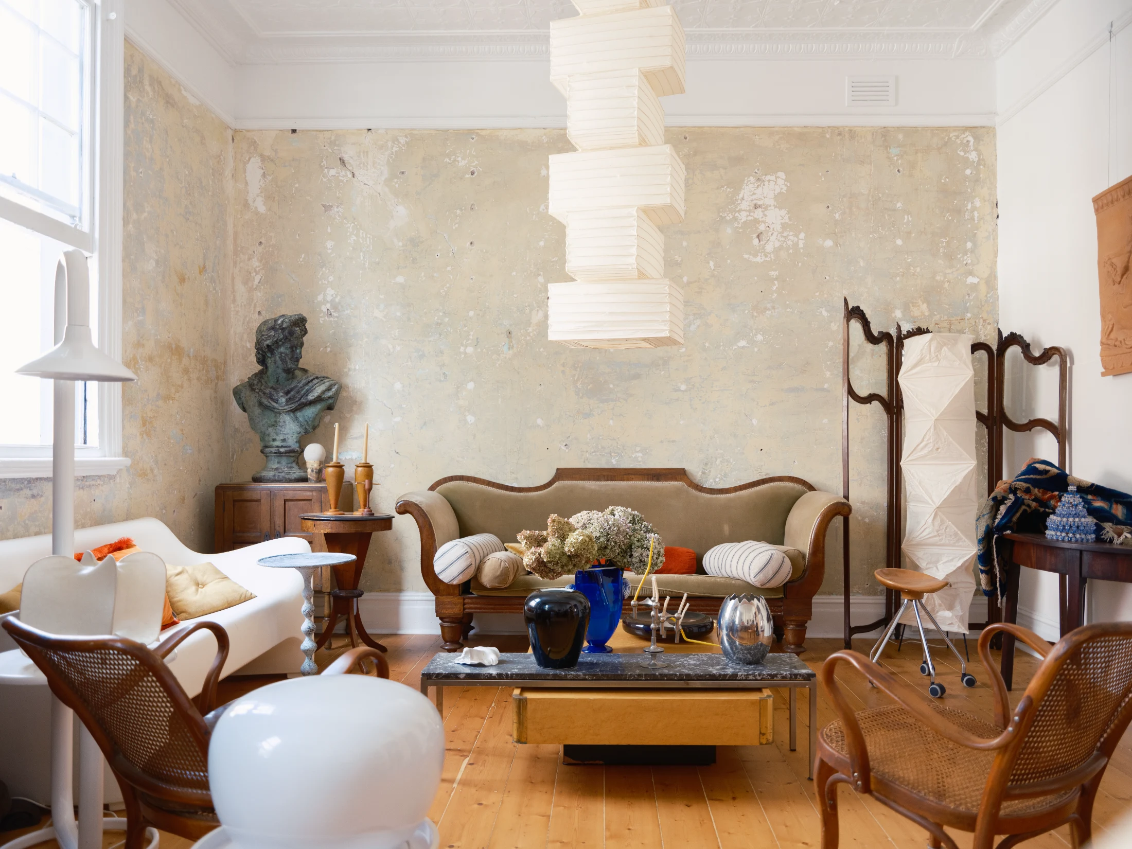 The living area of Ben's home above Ma House Supply Store – a space he regularly rents out for photo shoots, film shoots and events.