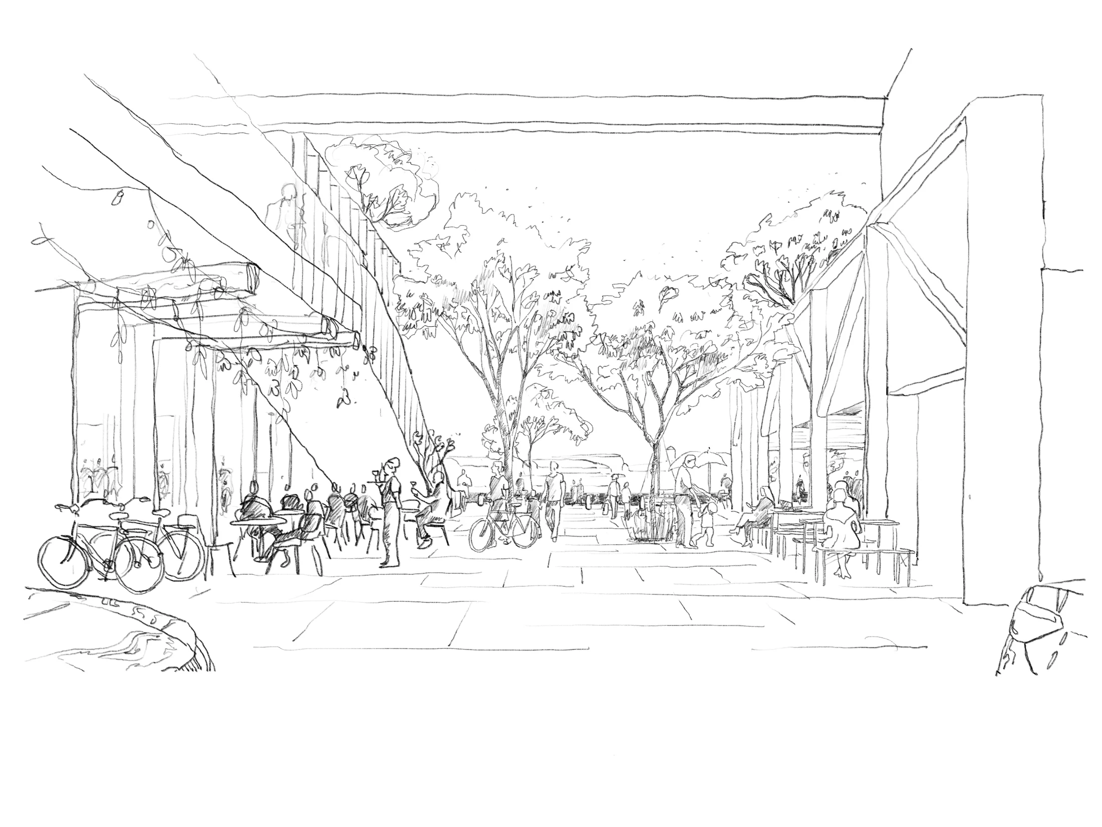 Henning Larsen's project sketches for the Lighthouse at Darling Park detail how the spaces will promote connections between individuals and communities. Image courtesy of Henning Larsen Public Media Library.