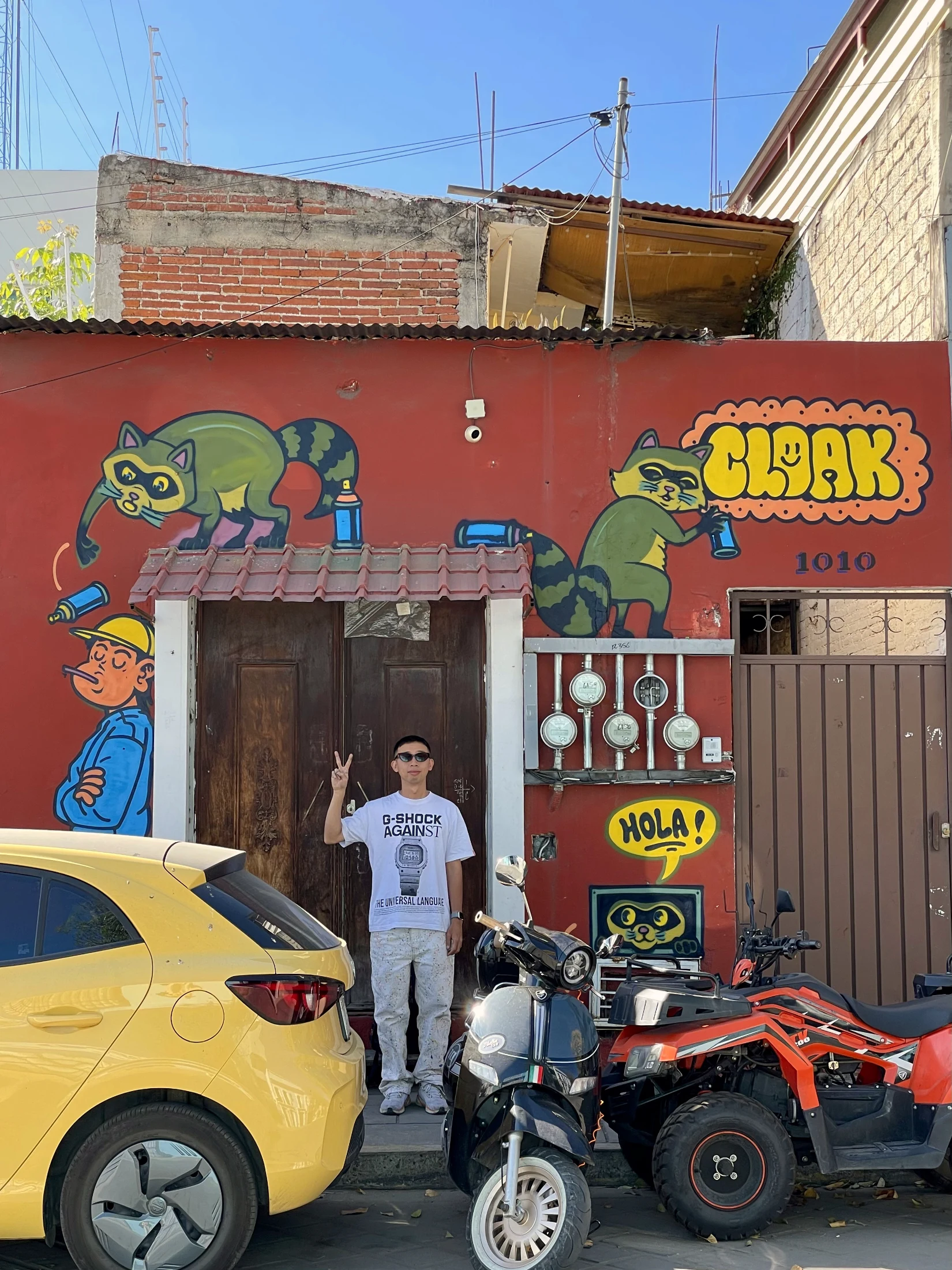 Chern pictured with one of his pieces in Oaxaca, Mexico. Image: Cloakwork.