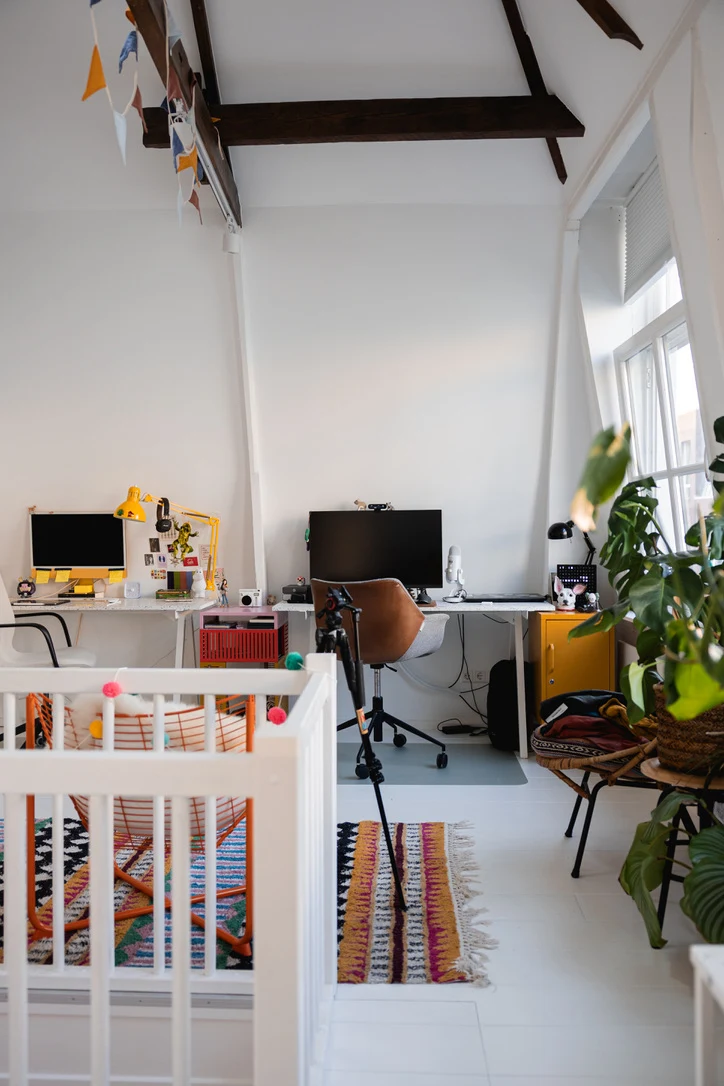 Casa Koala's tall canal house structure allows for a spacious upstairs studio – an ideal feature as the couple both work from home.