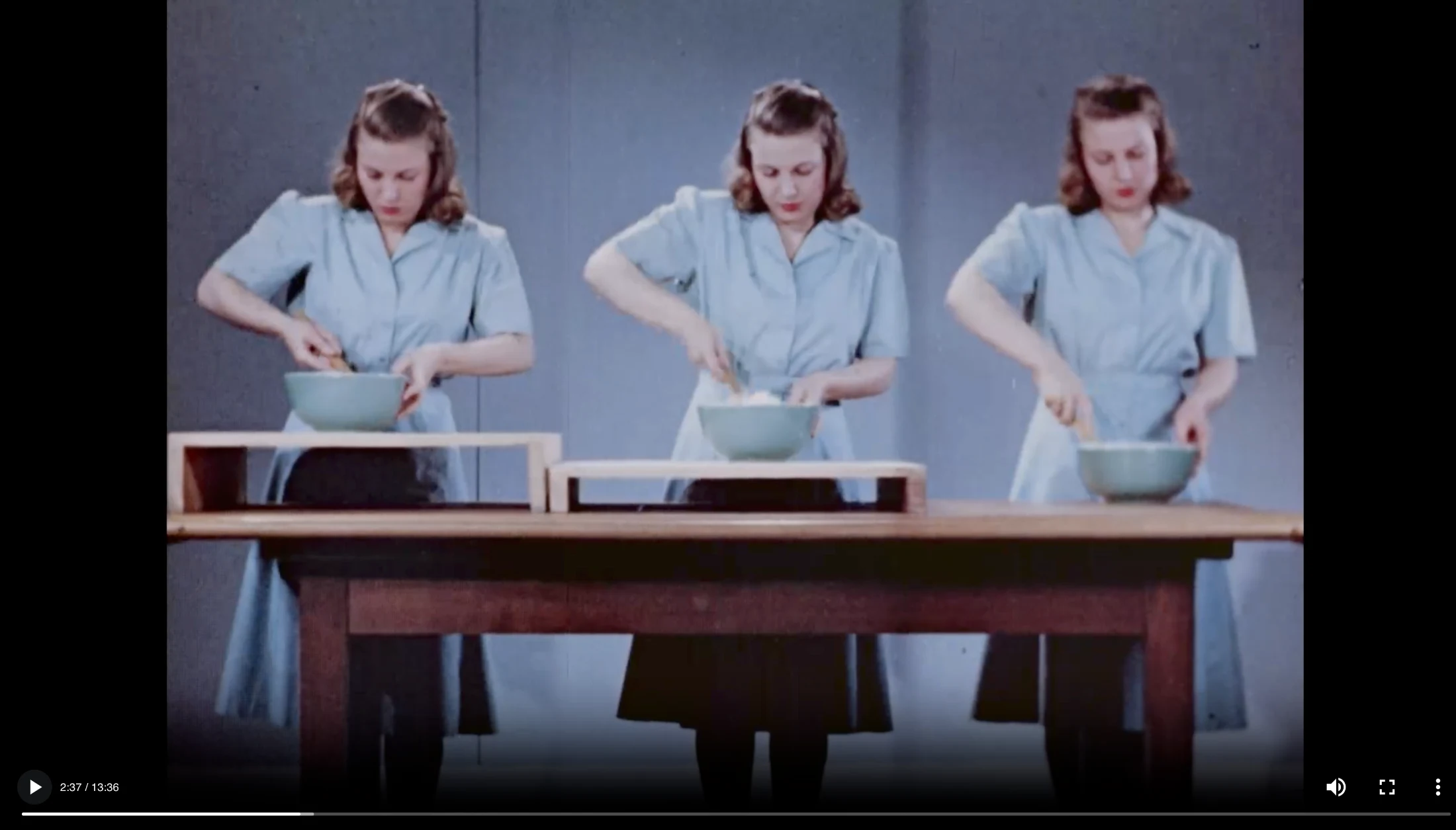 Pull-out boards as part of the Step-Saving Kitchen's design, offer different kitchen counter heights based on activity. Image: US Department of Agriculture / National Archives Catalogue.