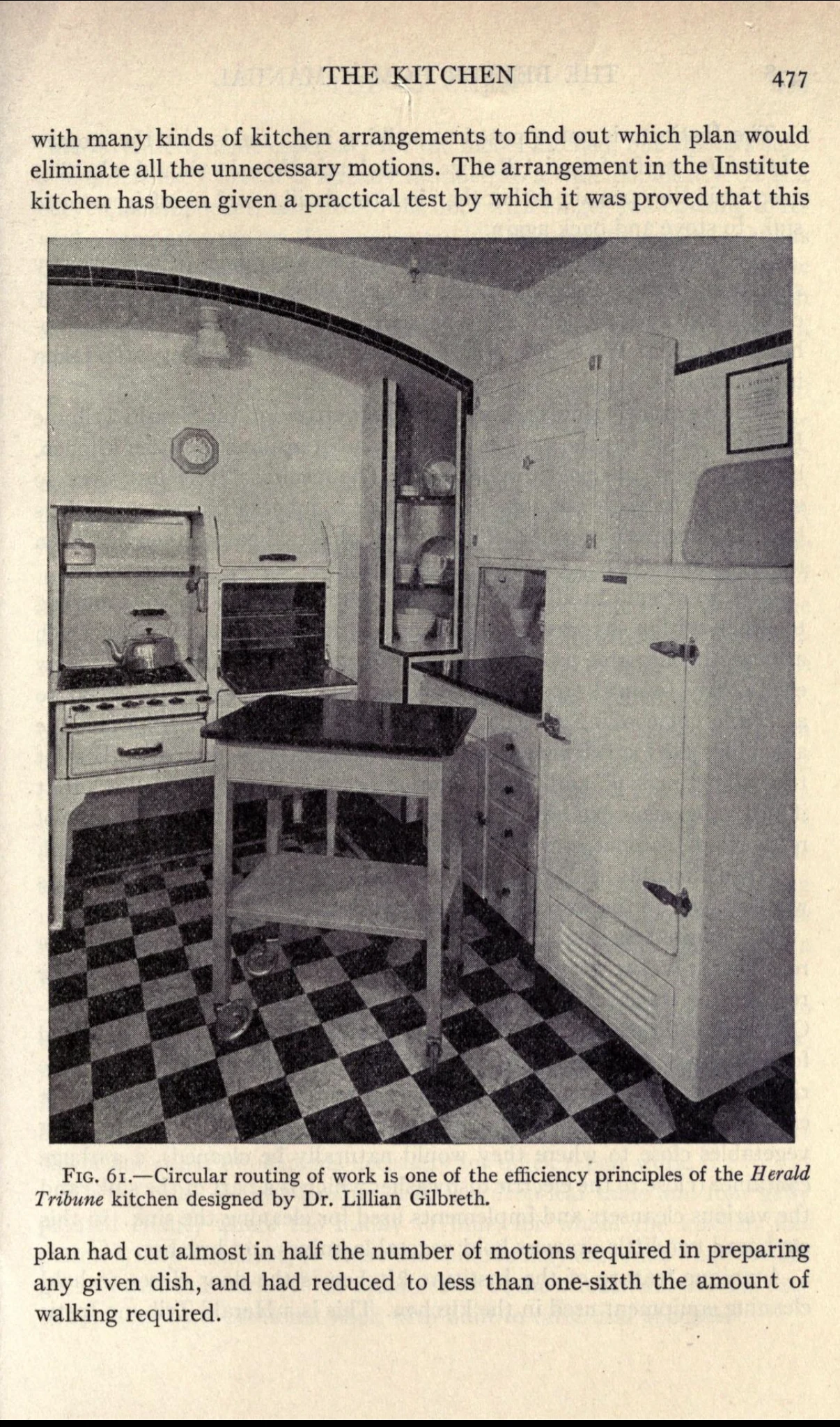 The results of Lillian Gilbreth's optimised kitchen design published in the 1931 Better Homes Manual. Image: Chicago, Ill, The University of Chicago press.
