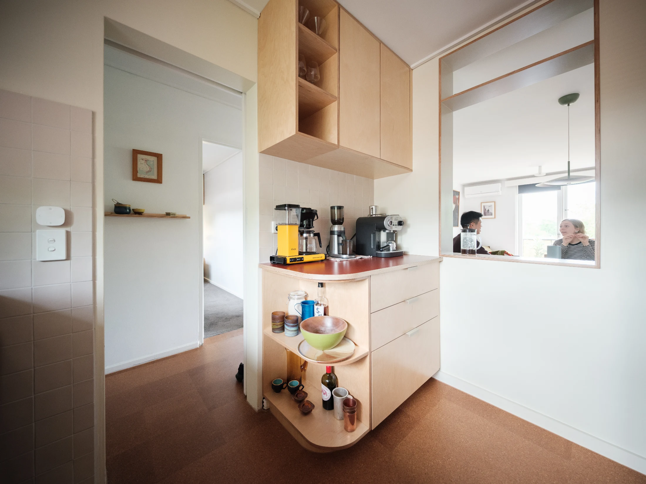 Adding laminate to the plywood worktops created