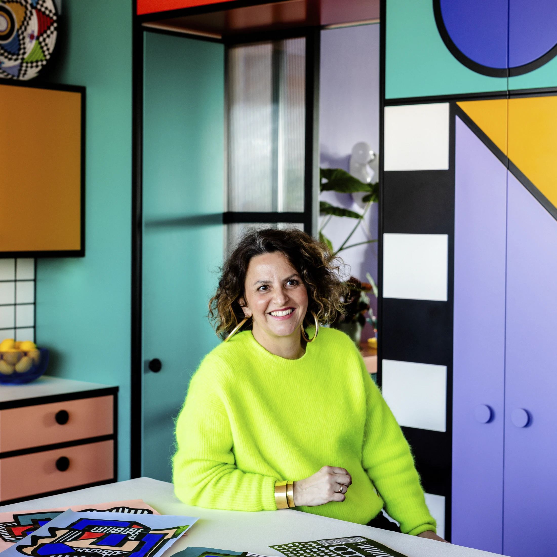 Camille Walala pictured in her studio. Image: Taran Wilku.