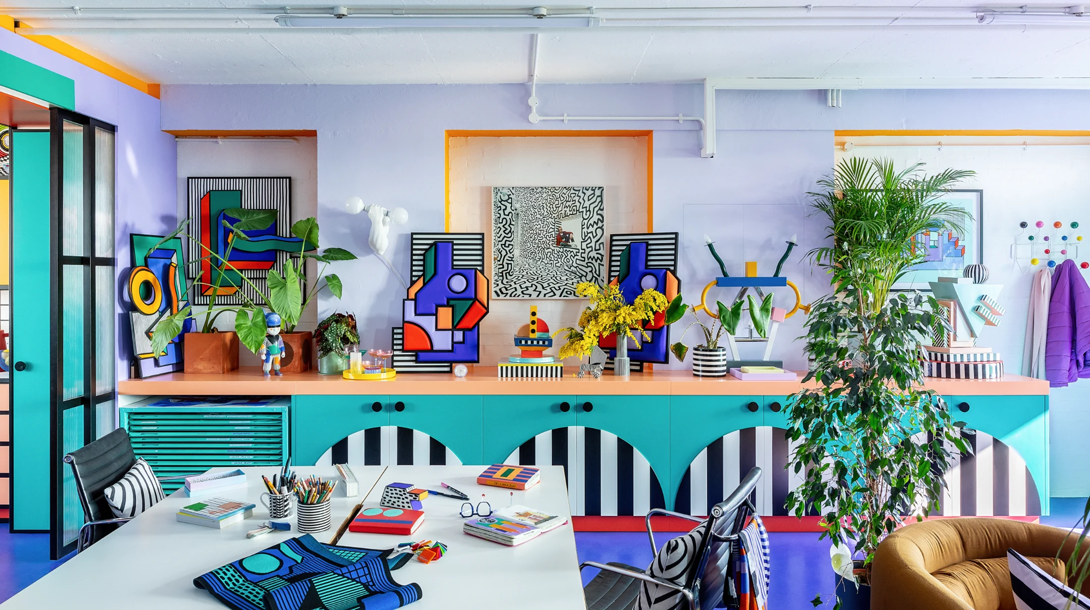 The influence of Memphis Group's Nathalie du Pasquier (Camille's favourite textile designer) can be seen throughout Camille's studio. Image: Taran Wilku.
