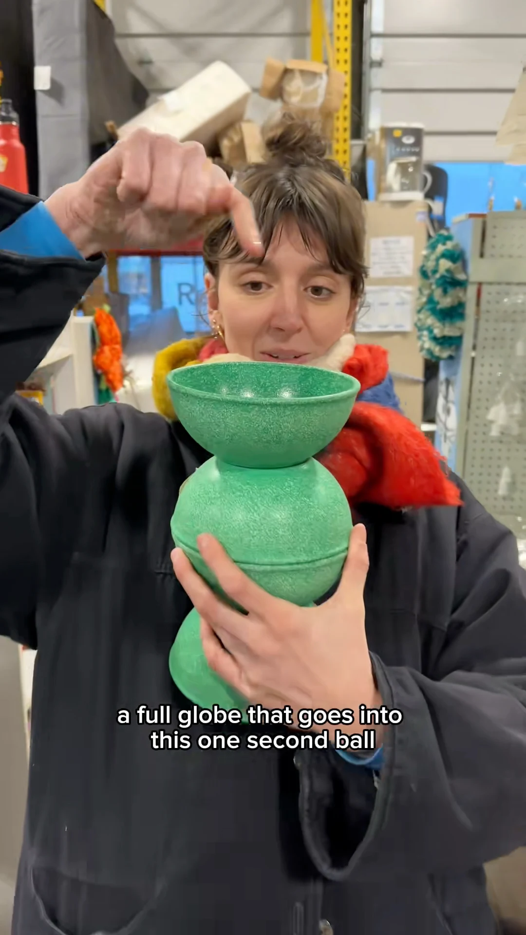 Stills from the popular videos showing the 'lamping' process and transformation of three thrifted green plastic bowls into an original and final lamp design.
