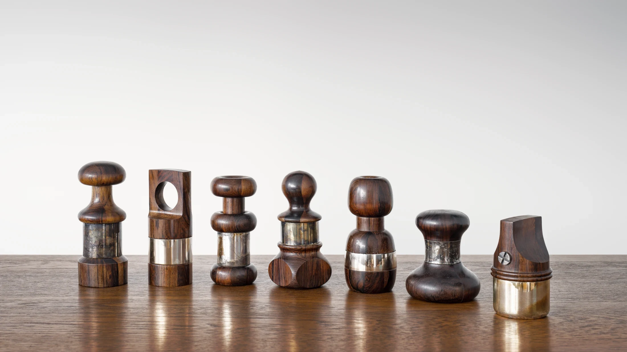 Rosewood and Silver: A second special edition series of designs in staved rosewood. Pieces from this collection continue to be some of the most expensive JHQ mills in the resale market.