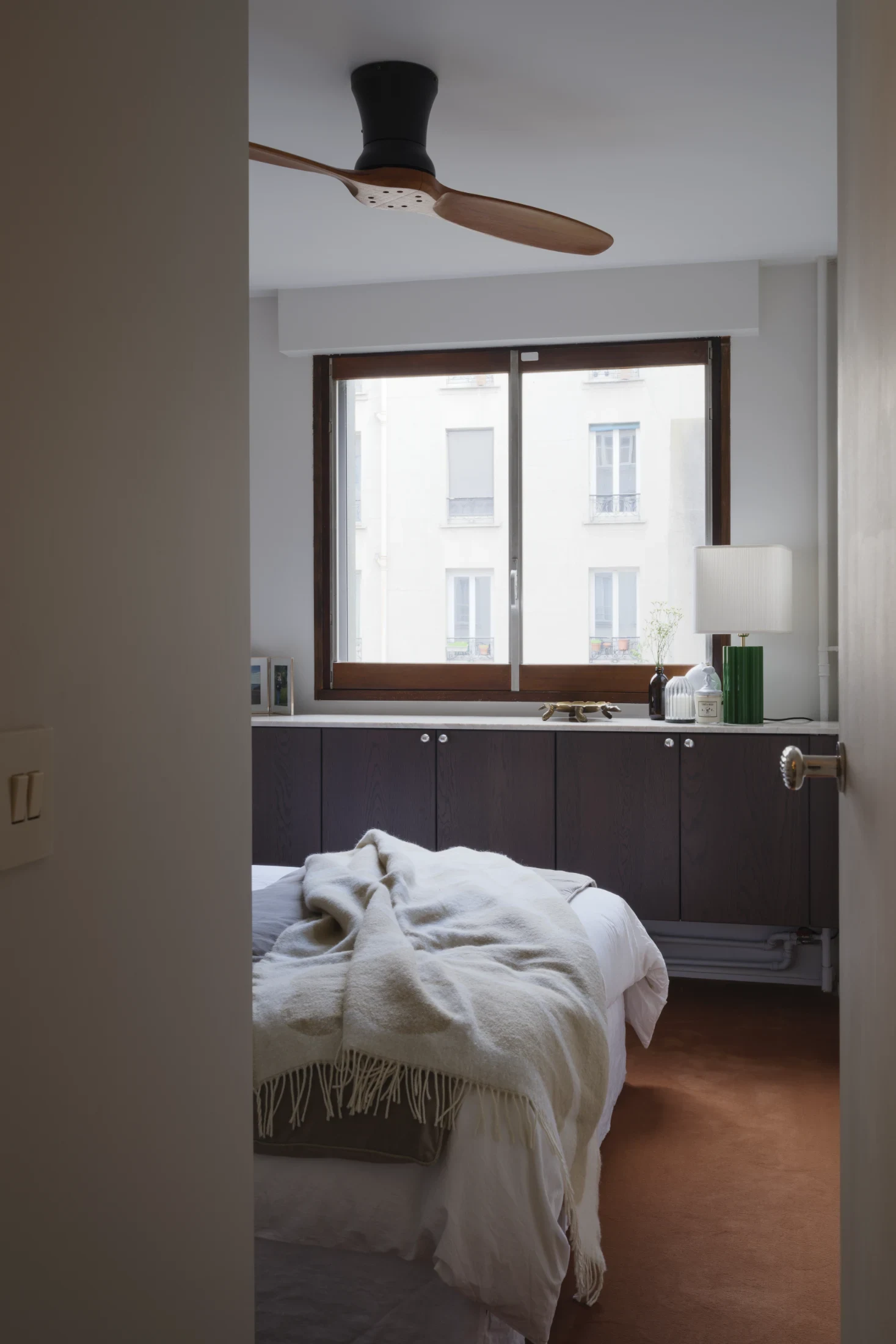 The bedroom was designed to feel like a luxurious hotel room.