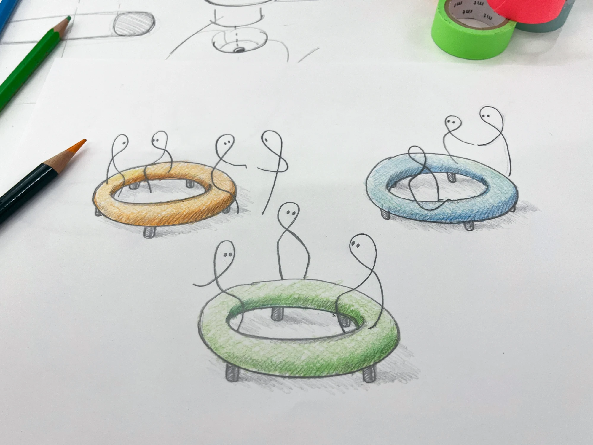 The creative evolution of Studio Juju's Hoop (2025) benches that were made for youth space *SCAPE as part of the Open Design Dialogue (ODD) programme organised by Studio Grain for Singapore Design Week 2025. Images left and above: Studio Juju. Image below: