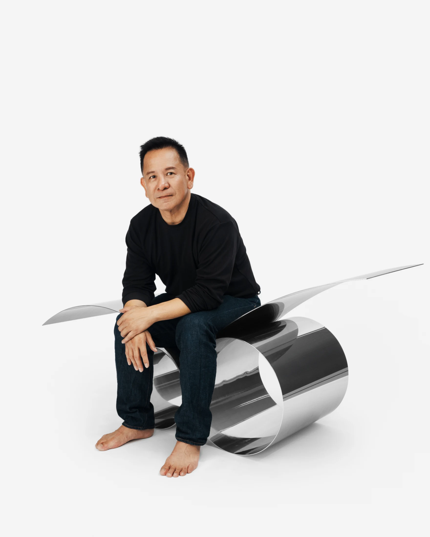 Nathan Yong, one of Singapore's most prolific industrial designers pictured on ARTICLE NO.2 from the Being and Nothingness collection. Image: Nathan Yong Design.