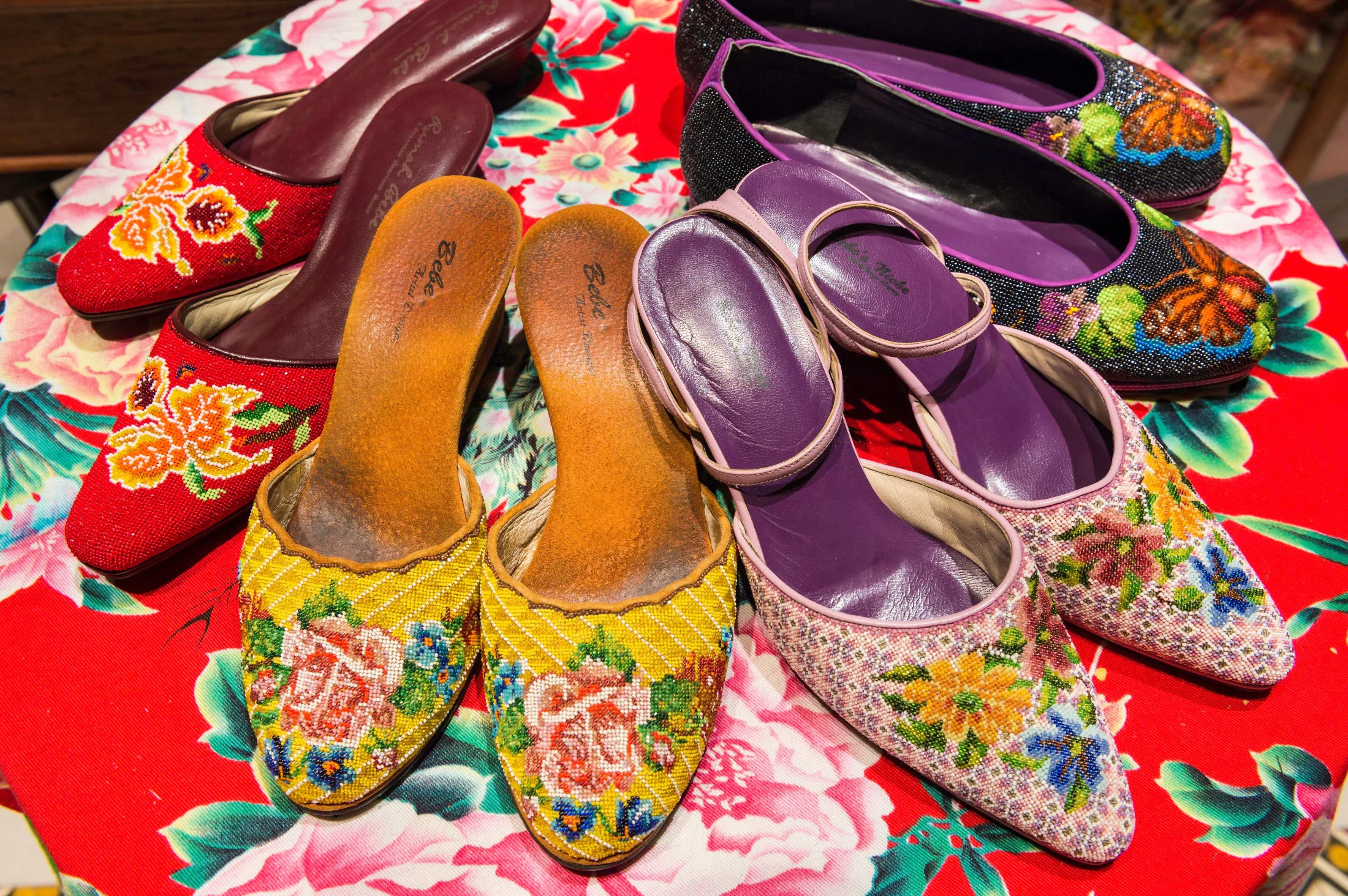 Beaded slippers from the Rumah Bebe store, a well-known Peranakan heritage boutique. Image: Hemis / Alamy.