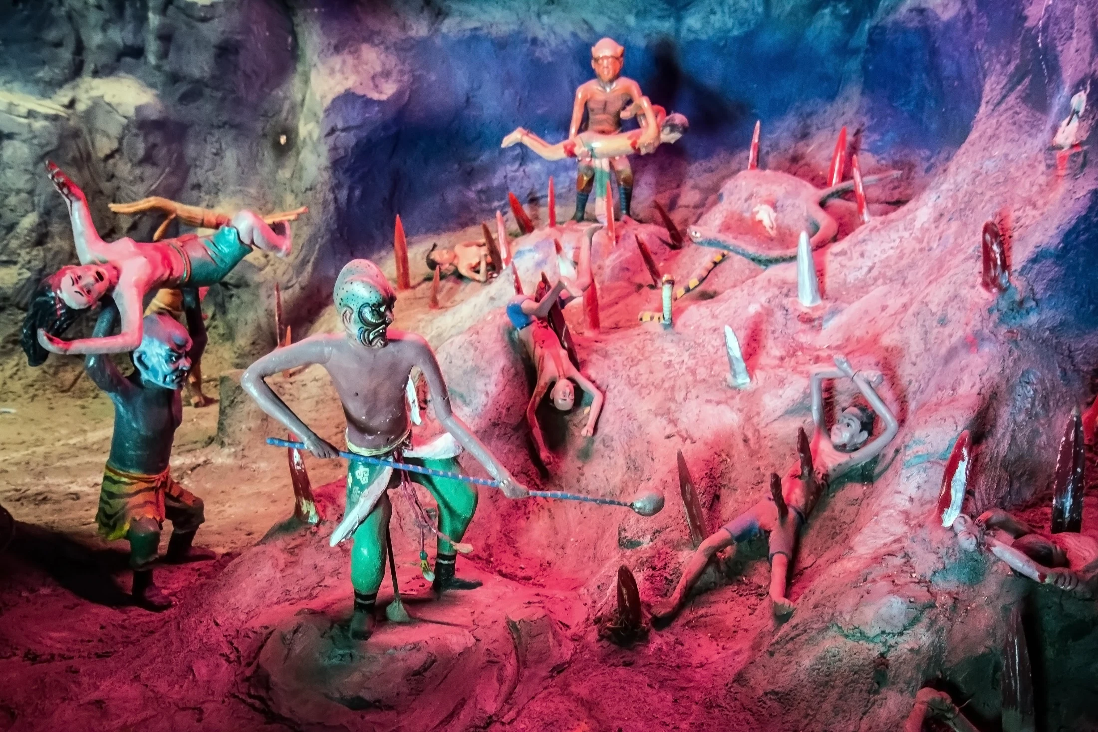 A scene from Buddhist hell on display in Haw Par Villa's Ten Courts of Hell. Image: vasa / Alamy.