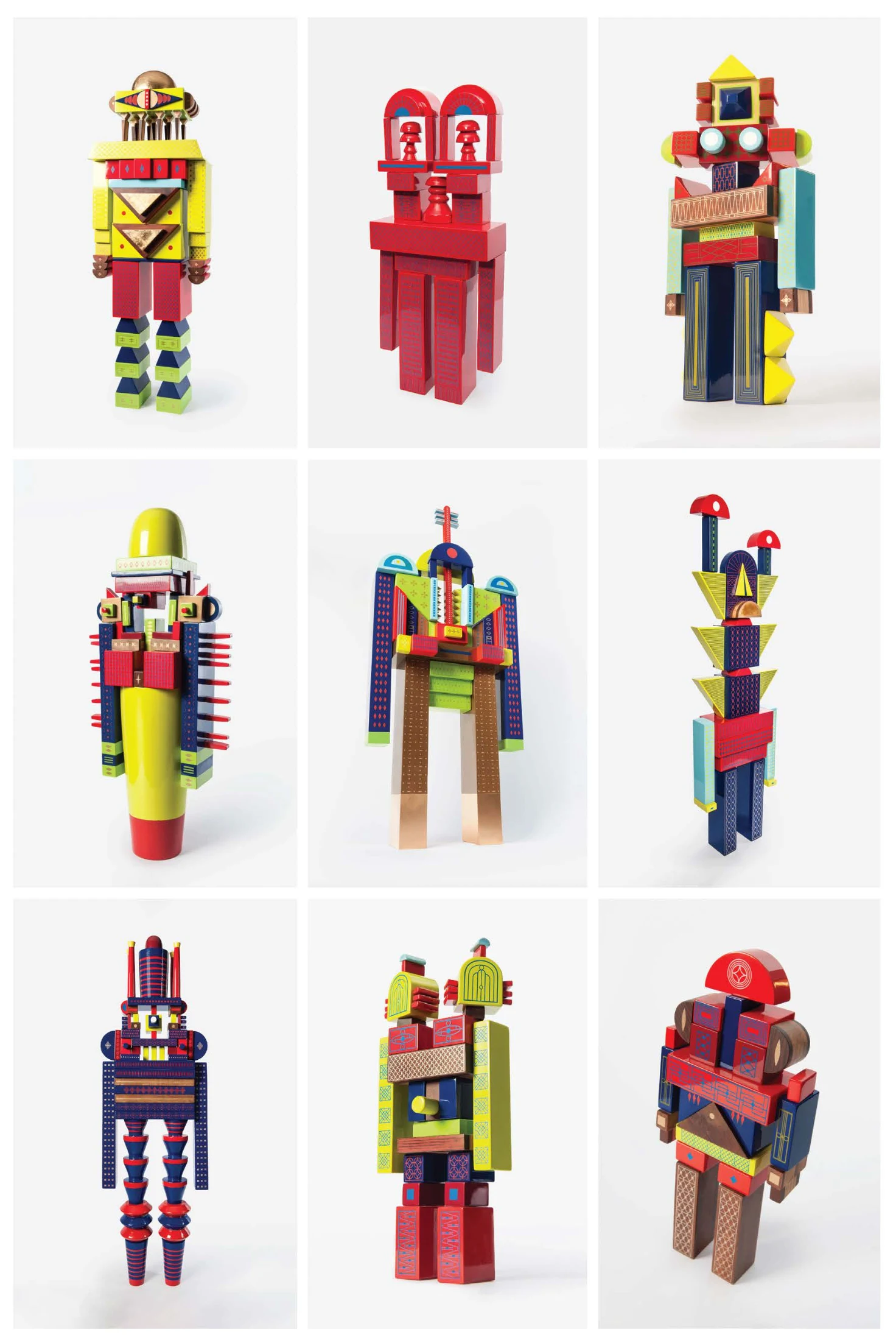 A collection of Kumkum's robot-like characters (2018-2019). Images courtesy of Kumkum Fernando.