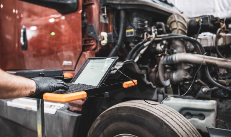 Diesel truck engine diagnostic work at West Coast Truck Repair in Pacific, Washington