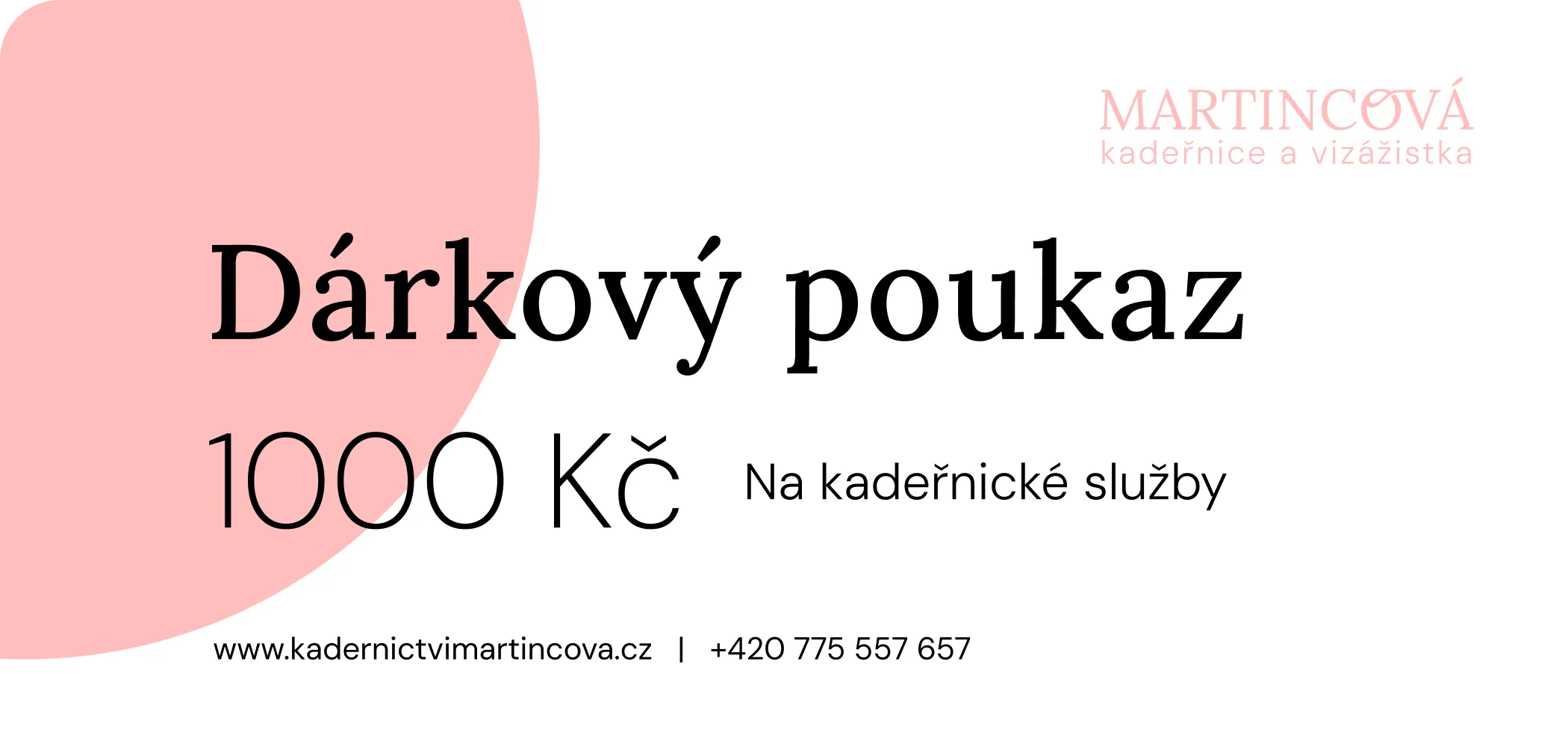 Dárkový poukaz na 1000 Kč - Dámské kadeřnictví Hradec Králové - Martincová