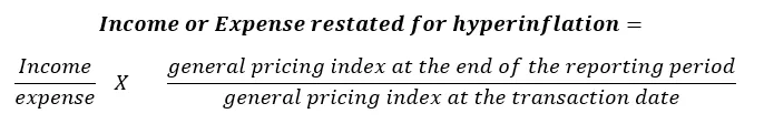 Income or expense restated for hyperinflation