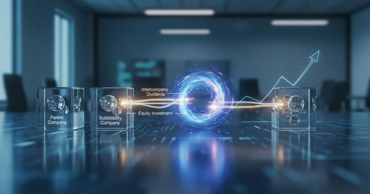 flowchart illustrating how to eliminate intercompany transactions in consolidation with accounts and arrows