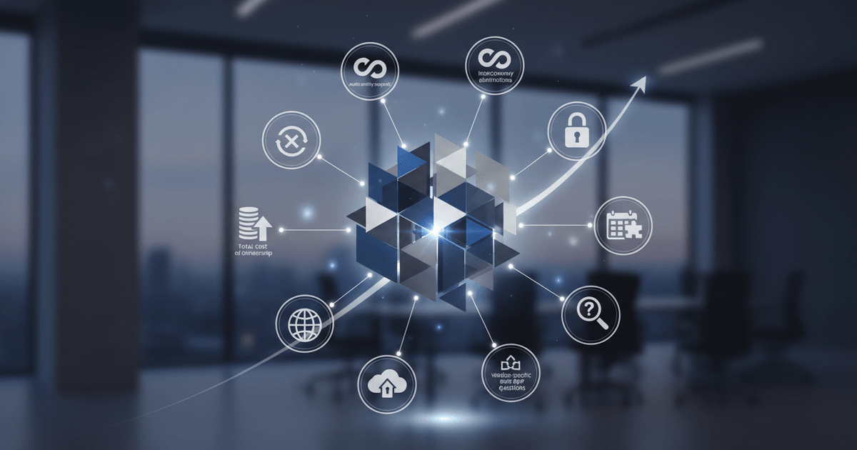 business professional analyzing financial consolidation software features on a digital tablet in a modern office