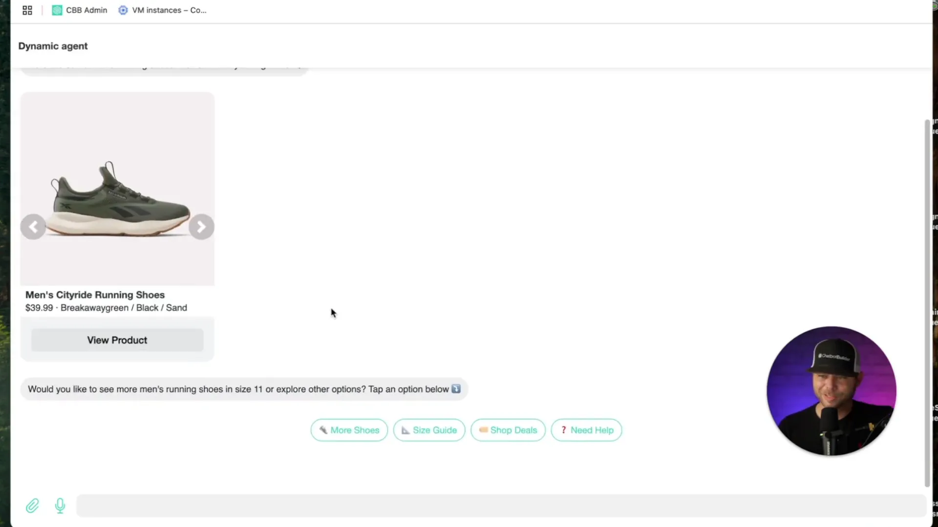 Live product carousel from MCP server in chat